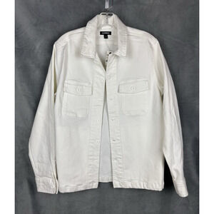 Express Mens Stretch Denim Shirt Jacket Mens XS White Shacket Utility NWT